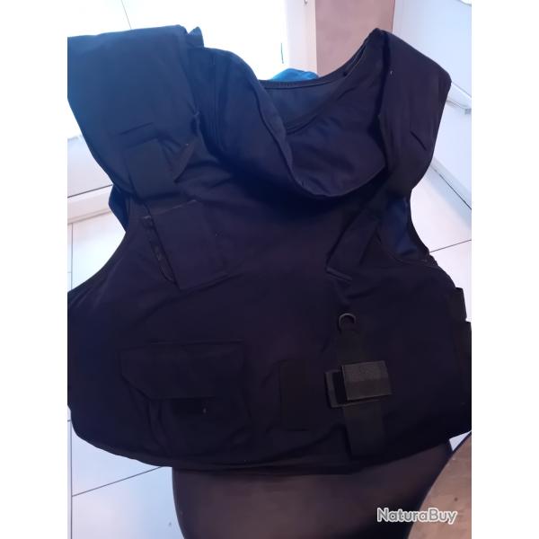 GILET PARE BALLES TBA PORT DISRET EN KEVLAR AVANT/ARRIER/COU/EPAULES TAILLE REGLABLE DU XL AU 2XL