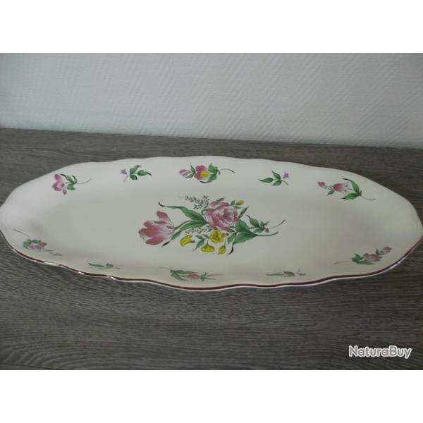 GRAND PLAT OVALE A POISSON OU AUTRE FAIENCE LUNEVILLE 'REVERBERE" 60 cm COMME NEUF
