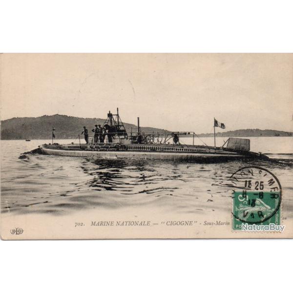 CPA - MARINE DE GUERRE  -  SOUS - MARIN "  CIGOGNE " N4198