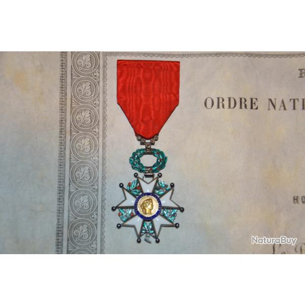 LEGION D'HONNEUR CHEVALIER 1870 (OR-VERMEIL) DIPLOME VINCENS PIERRE INGENIEUR EN RUSSIE-DATE 1906