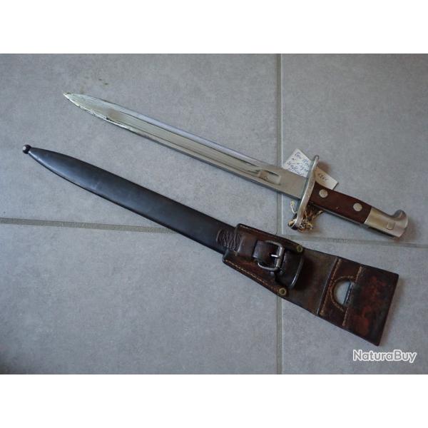 291574 Baionnette Suisse : fusil Rubin Schmidt 1889, 89/96 - Mdle 1900 � ergot. Avec porte fourreau