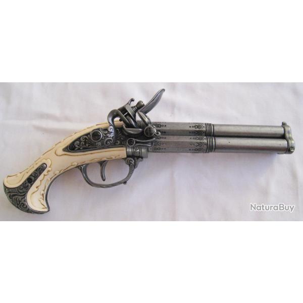 PISTOLET A SILEX 3 CANONS - DECO DENIX Ref.1309.