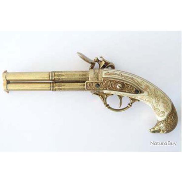 PISTOLET A SILEX 2 CANONS ROTATIFS FRANCE 18�me - DECO DENIX Ref.1305