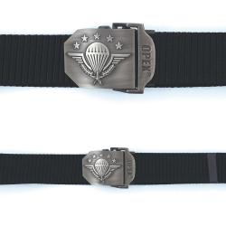 Ceinture boucle grav&eacute;e PARA - Noir