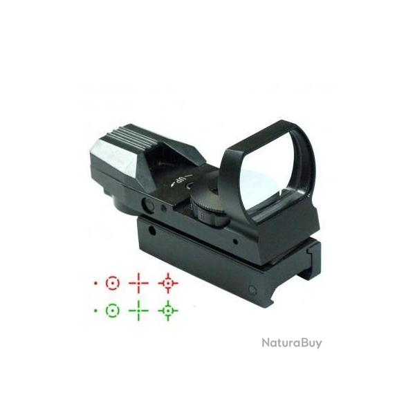 ENCHERE 1 EURO POINT ROUGE TACTIQUE / HOLOGRAQUE 22x33 ROUGE OU VERT RAIL EN 20 MM SOUS EMBALLAGE