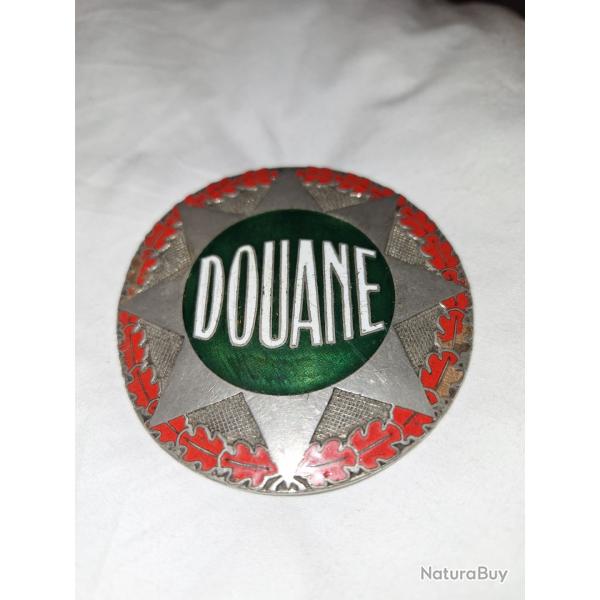 Plaque de baudrier moto ancienne de la Douane + repro carte douane 1946