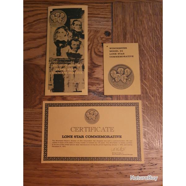 Winchester comm�morative documents model 94  LONE STAR