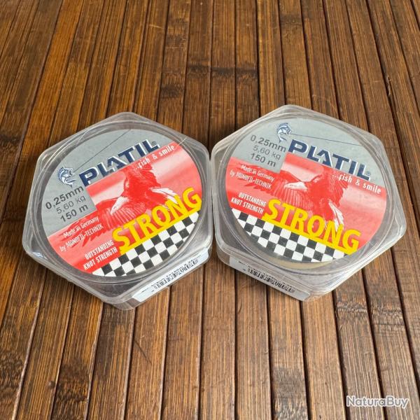 LOT P�CHE DESTOCKAGE 2 BOBINES PLATIL Nylon Platil Strong Brun 150 m�tres