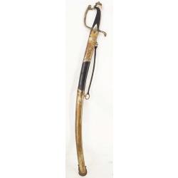 RARE SABRE D'OFFICIER DE CHASSEUR A CHEVAL OU HUSSARD EN ARGENT 950M TETE VIEILLARD - FRANCE REPUBLI