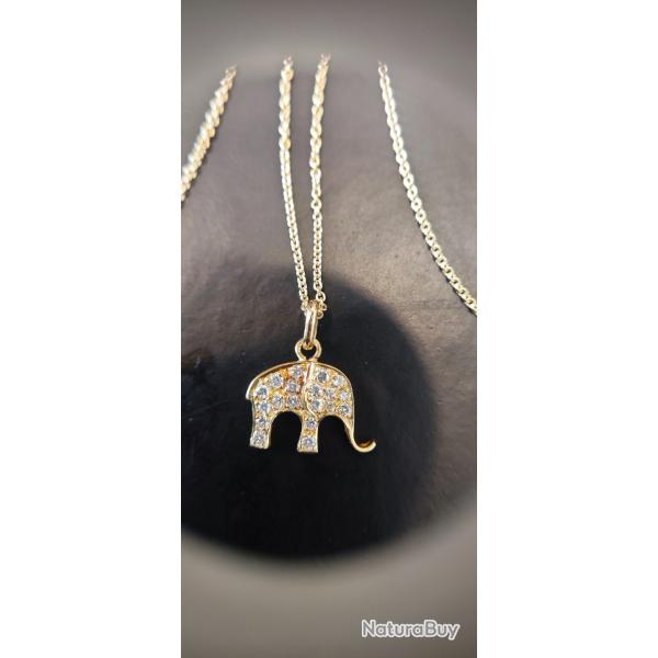 Pendentif lphant or 18k et brillants