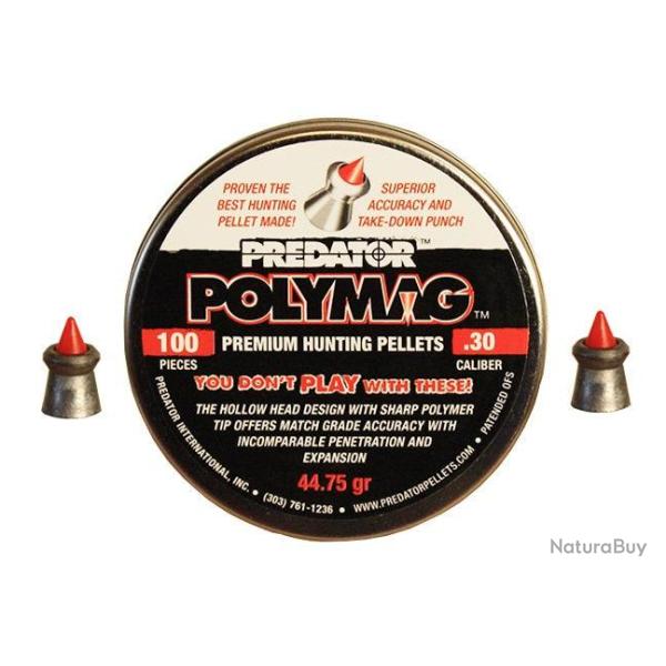 Bo�te de 100 plombs JSB Predator Polymag - Cal. 30