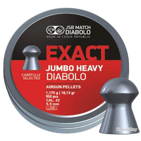 Bote de 500 plombs JSB Diabolo Jumbo Exact Heavy - Cal. 5.52