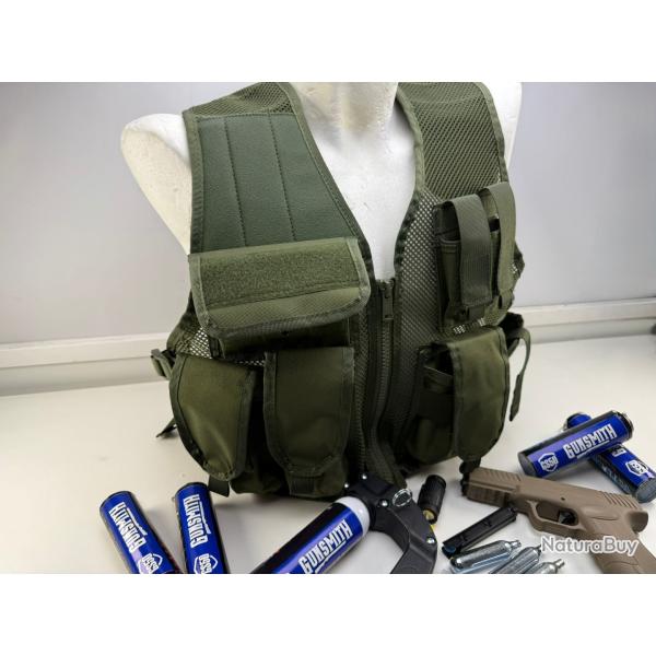 Veste tactique Olive pense pour votre scurit un pack complet prt  l'emploi Home Dfense GS50