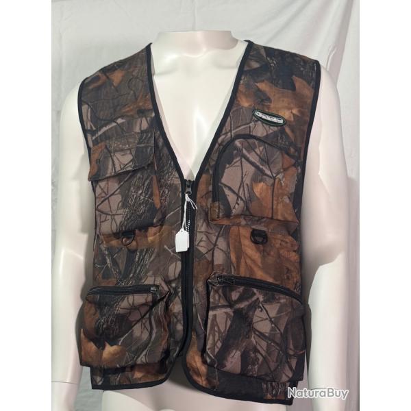 Gilet Chasse p�che  Multi-Poches Camouflage Feuillage - Neuf Taille L