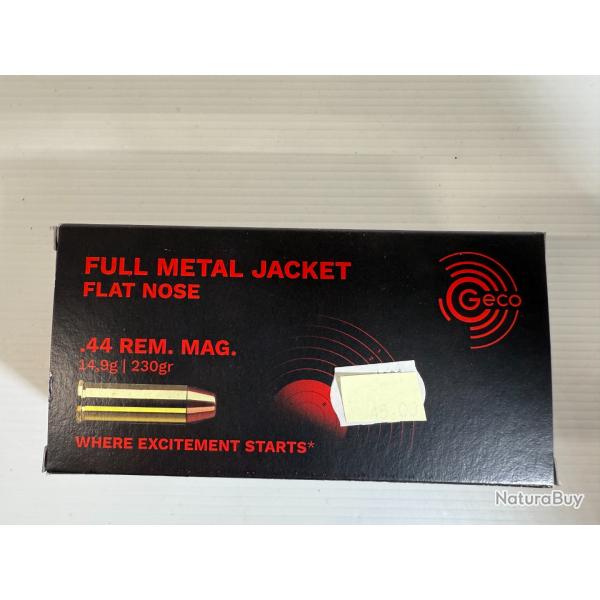 GECO CAL 44 REM MAGNUM 14.9G/230GR FMJ 2 BOITES DE 50 BALLES FRAIS DE PORT OFFERT