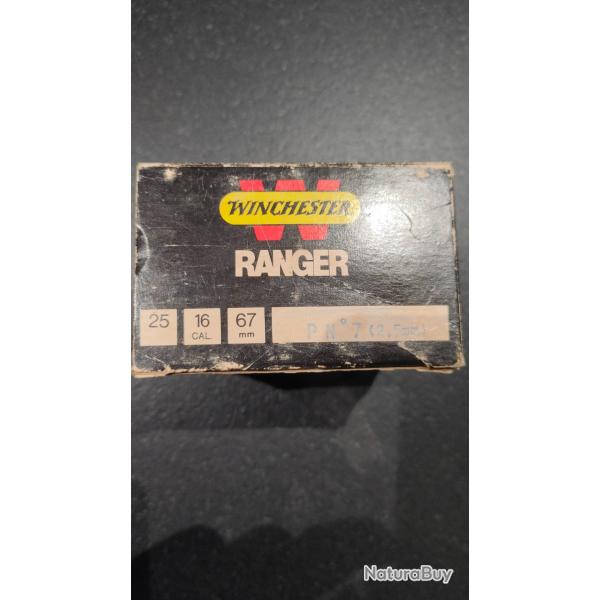 Boite de 25 cartouches Winchester Ranger calibre 16 plomb n�7 bourre � jupe