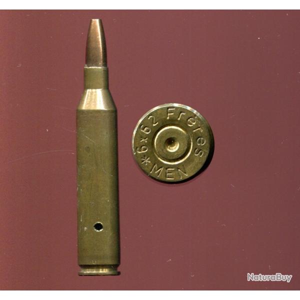 6 x 62 Fr�res - marquage :  6 X 62 Fr�res * MEN - balle cuivre pointe creuse - neutralis�e