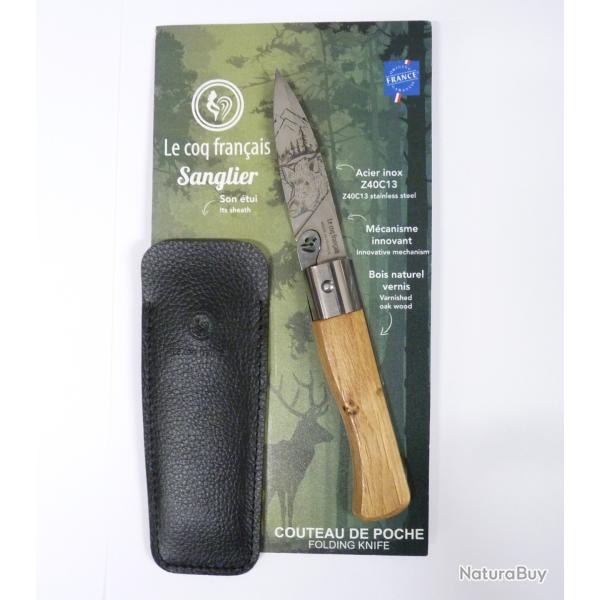 Couteau Le Coq Francais SANGLIER + Etui
