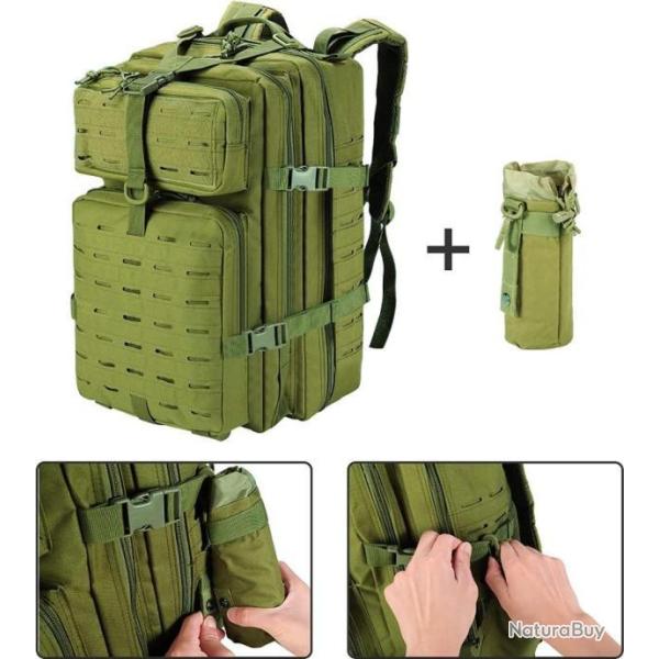 Sac � Dos Militaire Tactique 45L Combat Chasse P�che Trekking Randonn�e Camping Escalade Vert