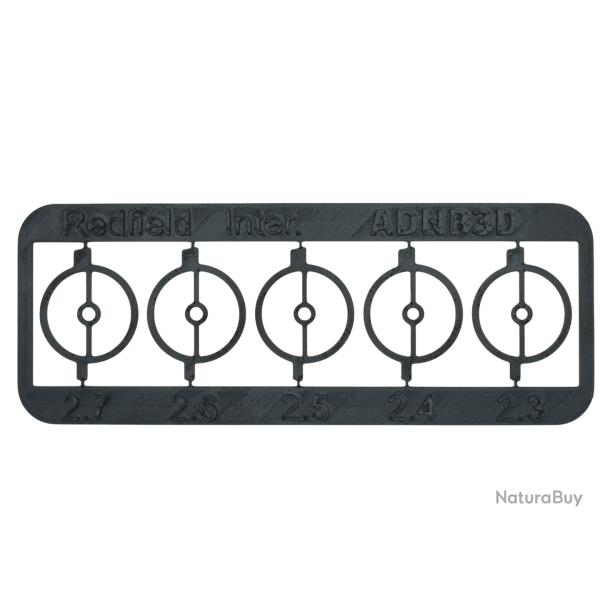 plaquette d'inserts rond pour guidon REDFIELD INTERNATIONAL   2.3/2.4/2.5/2.6/2.7 mm