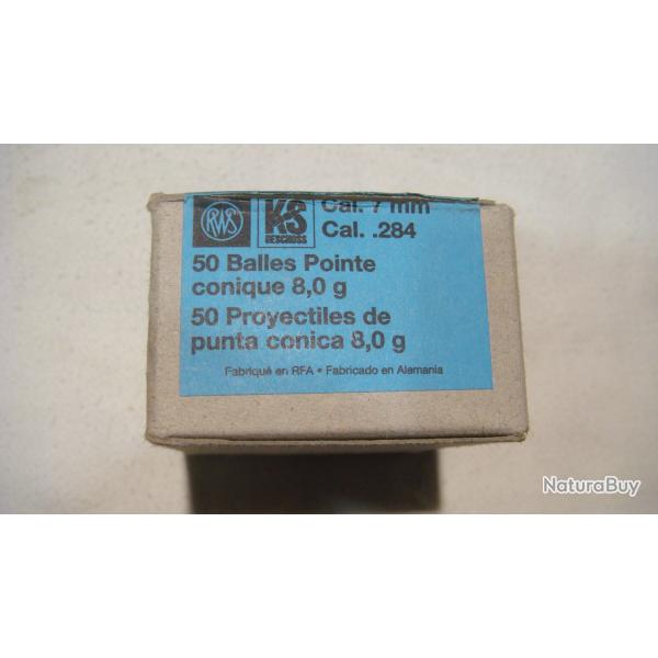 Balles pointe conique 7mm , 123 grains.