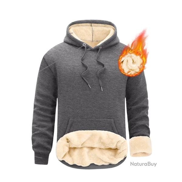 Sweat � Capuche Homme doubl� polaire - Coton - Garde au chaud - gris