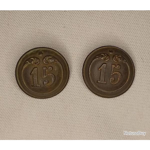 Boutons XIX�me 15�me de Ligne troupe