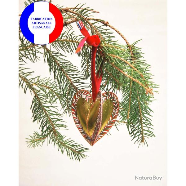 Suspension de No�l en cuir dor� peinte � la main Amour en Cage