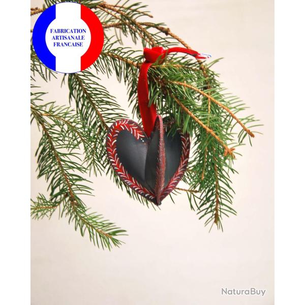 Suspension de No�l en cuir Gris peinte � la main Amour en Cage