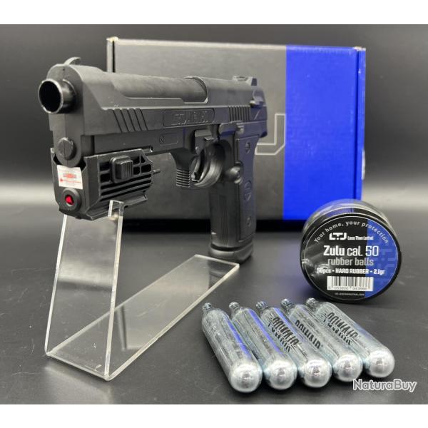 Mega Promo - Pack laser pistolet de d�fense ultra puissant LTL Alfa calibre 50 (CO2 + Munitions X50)