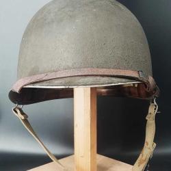 CASQUE US Mod&egrave;le M1 A1 LIBERATION CHAUMES EN BRIE 1944 SEINE ET MARNE - USA WW2 Tr&egrave;s bon 2eme GM U.S