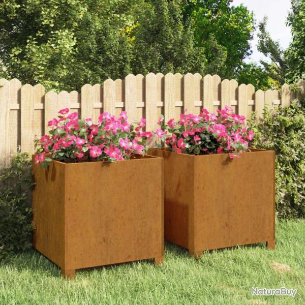 Jardini�res avec pieds 2 pcs Rouill� 42x40x43 cm Acier corten
