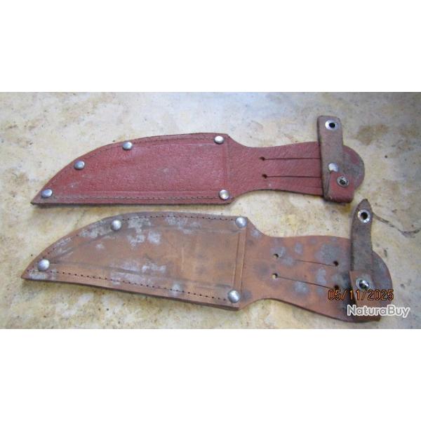 fourreau cuir ancien au choix  / un par vente / pression fonctionnelle / lame 13cm