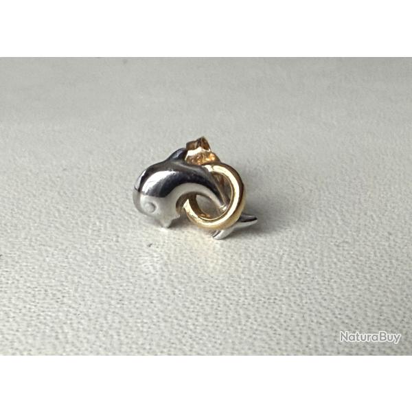 Boucles d'oreilles en or massif 18 carats - dauphin - clous