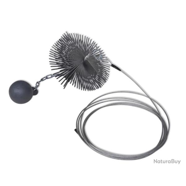 Brosse chemine ronde acier diamtre 20 cm avec fil et balle