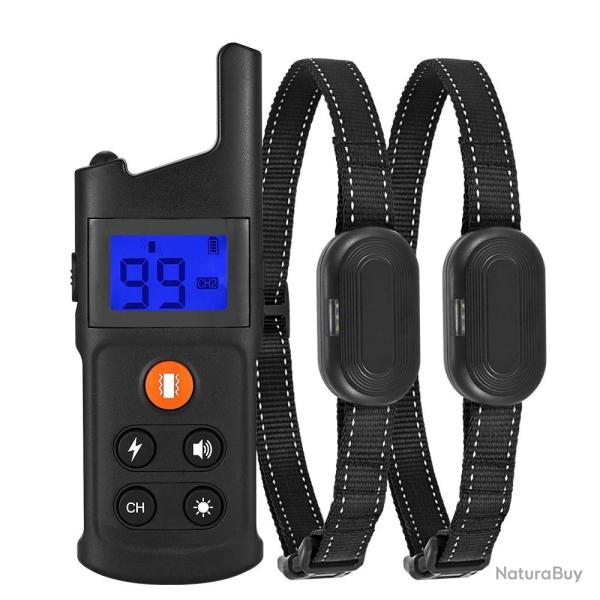 2 Colliers Dressage Chien T�l�commande 3 modes Bip Vibration Stimulation Rechargeables �tanches