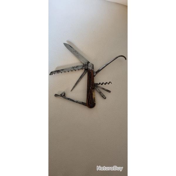 Trs ancien couteau cavalier multifonctions vers 1900