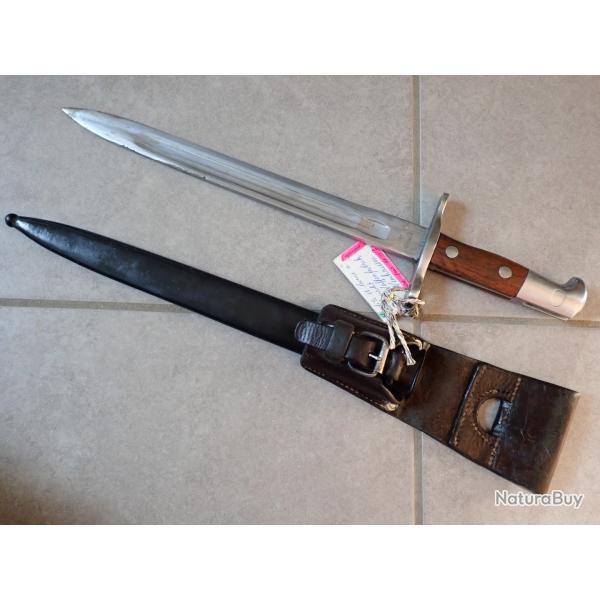 Sans matricule et en 14mm ! Baionnette Suisse : fusil Rubin Schmidt k11. Mdle 1900 � ergot + PF Cuir