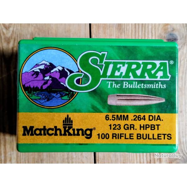 Ogives 6.5mm Sierra matching 123gr hpbt - bte 100
