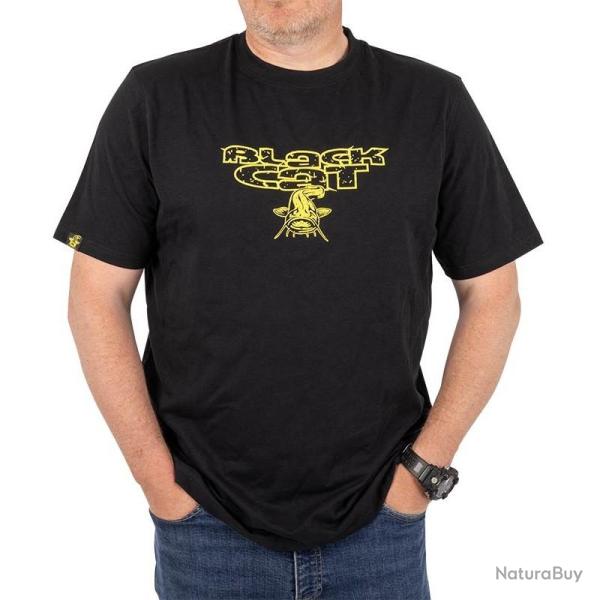 T-Shirt Black Cat Distressed Logo - Noir M