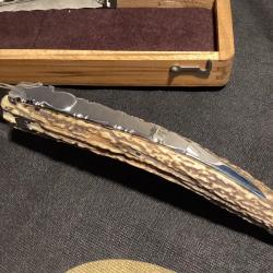 Très grand couteau de chasse à palanquille attribué à Mr NAVARRO fabriqué et vendu à THIERS