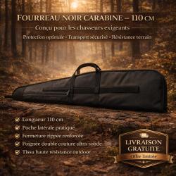 Fourreau noir carabine 110 cm avec poche lat&eacute;rale