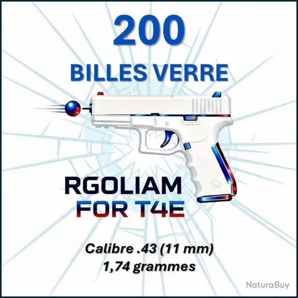 Lot 200 Billes en verre 11 mm (.43) pour UMAREX T4E - Prcision & Impact