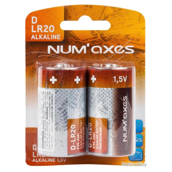 NUM'AXES - Blister 2 piles D LR20 alcalines 1,5 V