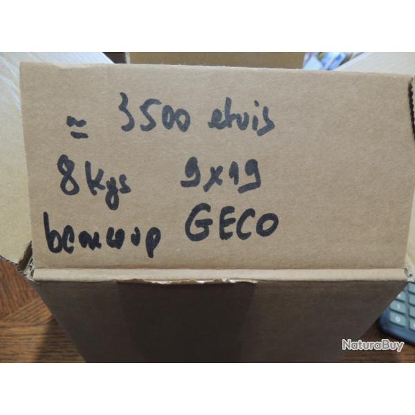 important lot d'etuis 9x19 GECO principalement