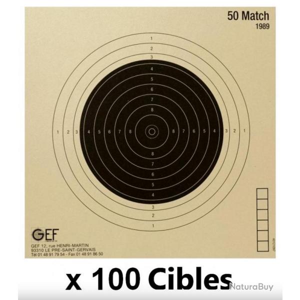 Cibles carabine 50 m�tres num�rot�es ISSF GEF par 100