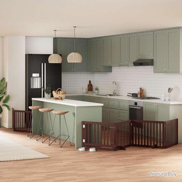 Barri�re pour chien porte pliable 8 panneaux bois de peuplier alsavelo