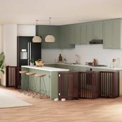 Barri&egrave;re pour chien porte pliable 15 panneaux bois de peuplier