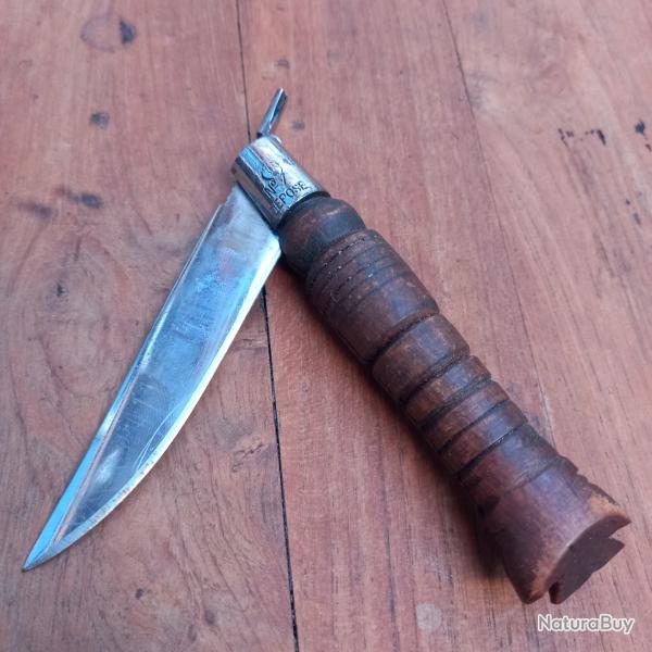 Joli Couteau Pimontais Artisanal N 7 Manche en Bois Sculpt