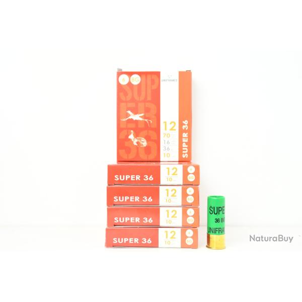 5 Boites de cartouches Unifrance Super 36 Bourre Grasse cal. 12